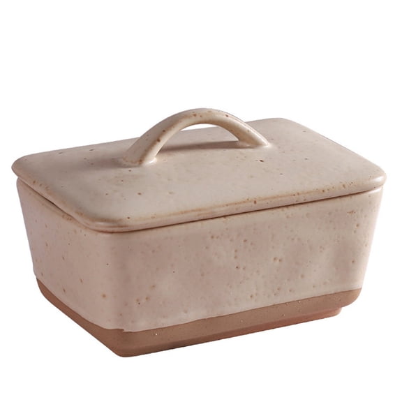 350ML Ceramic Butter Dish with Lid for Countertop, Butter Holder with Lid, Ceramic butter box with lid, square butter box