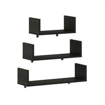 Furinno Rossi Bedroom Decor Wall Mounted Floating Display Shelves with Invisible Brackets, Espresso, Set of 3