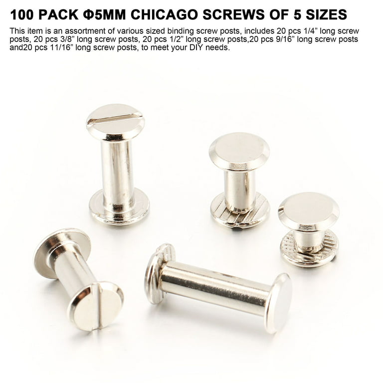 Decorative Chicago screw 6 mm (100 pcs) - Nickel Plated