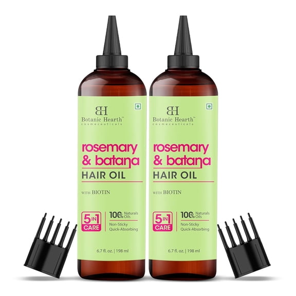 Botanic Hearth Rosemary & Batana Hair Oil (6.7 fl oz Pack of 2)| Revitalizing and Strengthening Hair Treatment for Fuller, Healthier-Looking Hair | Paraben Free | Suitable for All Hair Types