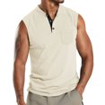 thumbnail image 2 of Abtuhar Men Summer Tops Short Sleeve Solid Round Neck Button Sleeveless Tank, 2 of 5