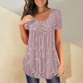 thumbnail image 4 of Women's Short Sleeve T-shirt Women'S Tunic Tops For Leggings Short Sleeve Shirts Up Casual Ruched Blouses Clothes,Pink Women's Short sleeve T-shirt L, 4 of 5