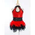 thumbnail image 4 of TSSOE Kids Girls Sequin Jazz Dance Outfit Sparkle Ballet Gymnastics Leotard Feather Skirt Dress Performance Dancewear Red 10, 4 of 7