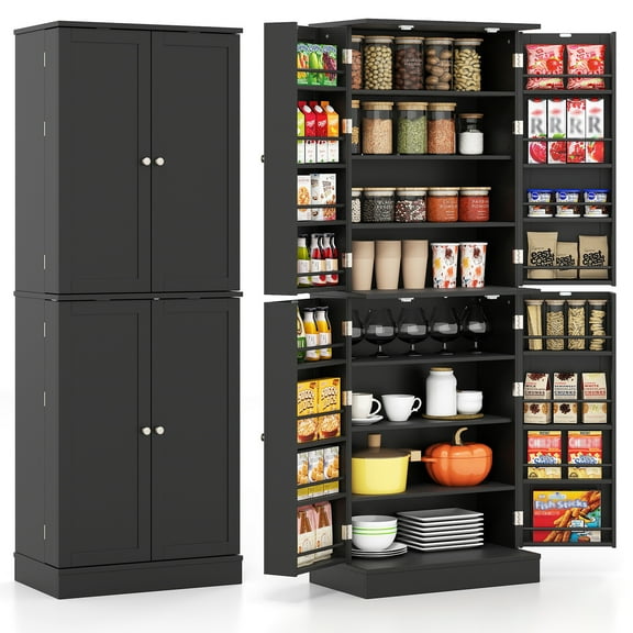 Gymax 65-inch Kitchen Pantry Cabinet w/ 16 Door Shelves & 6 Adjustable Shelves