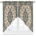 thumbnail image 2 of Vintage Floral Swag Curtain Valance for Windows, Retro Blue Classical Bohemian Farmhouse Window Treatments Short Swag Topper for Kitchen Windows Bathroom Bedroom, 28"x36", 2 of 8