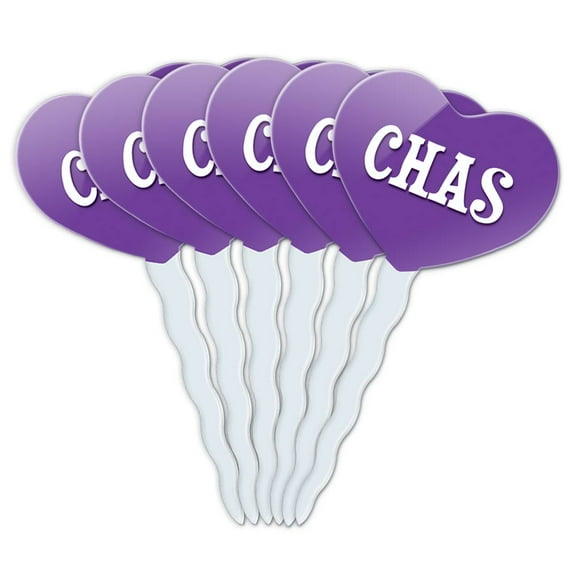 Chas Heart Love Cupcake Picks Toppers - Set of 6