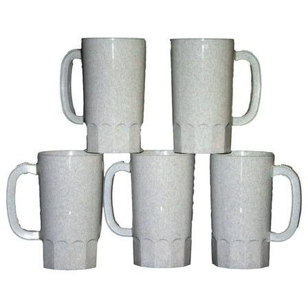 Talisman, Plastic Beer Mugs, Large 32 Ounce, Pack 8, Color Granite