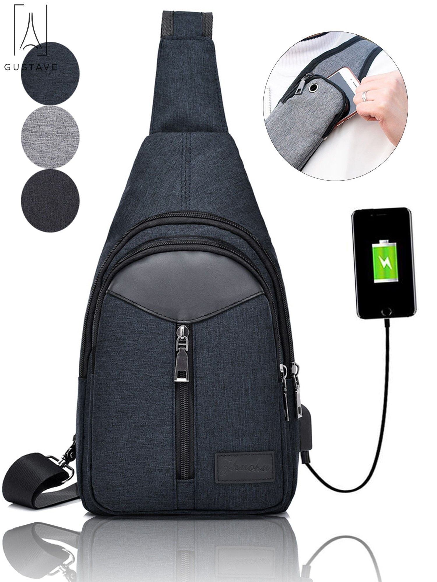 Buy GustaveDesign Mens Nylon Chest Sling Bag Cycle Backpack Shoulder