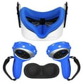 thumbnail image 1 of Silicone Cover Set for Oculus Quest 2 Meta Quest 2 Controller Protector Blue, Anti-Throw Strap, Silicone VR Face Cover, Protective Lens Cover, VR Headset Skin Shell Accessories for oculus quest 2, 1 of 8