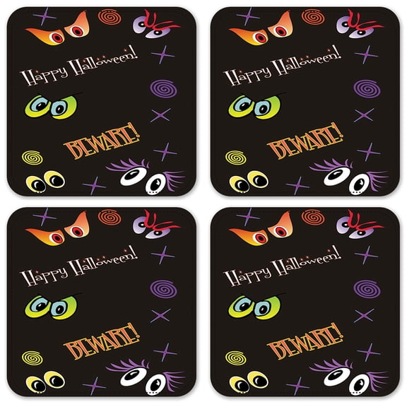 Vinyl Drink Coasters - Set of 4 - Happy Halloween