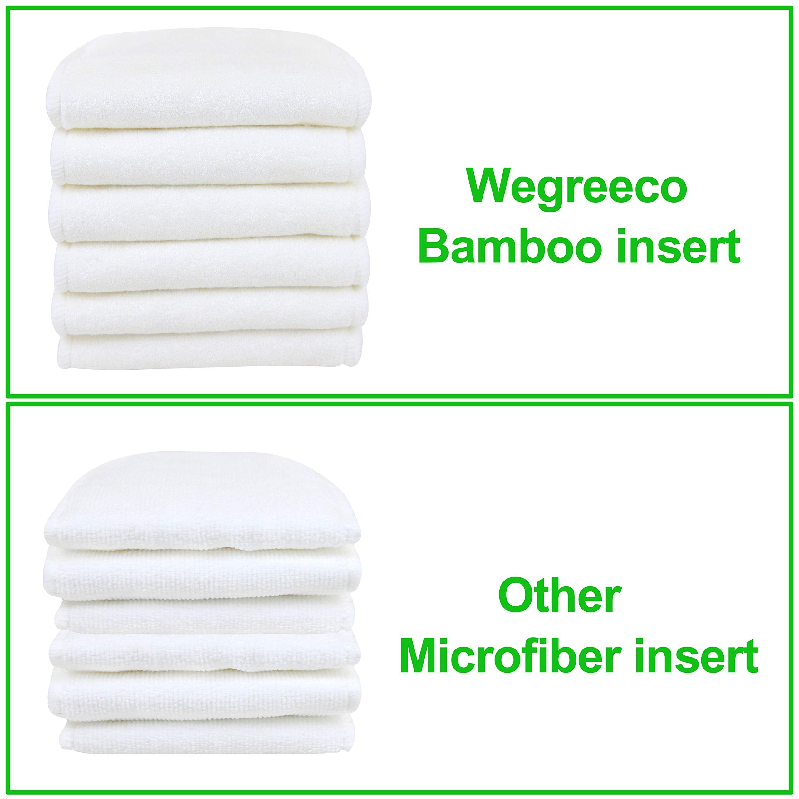 Wegreeco Reusable Soft 4 Layers 12 Pack Bamboo Charcoal Inserts for Baby Cloth Diaper,High Absorbing Washable Liners