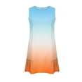 thumbnail image 4 of bbymog Robes pour Femmes Vêtements de Vacances à la Plage Mode Dégradé Été Col Rond Robe Mini à Volants Robe Trapèze pour Femmes Orange m, 4 of 7