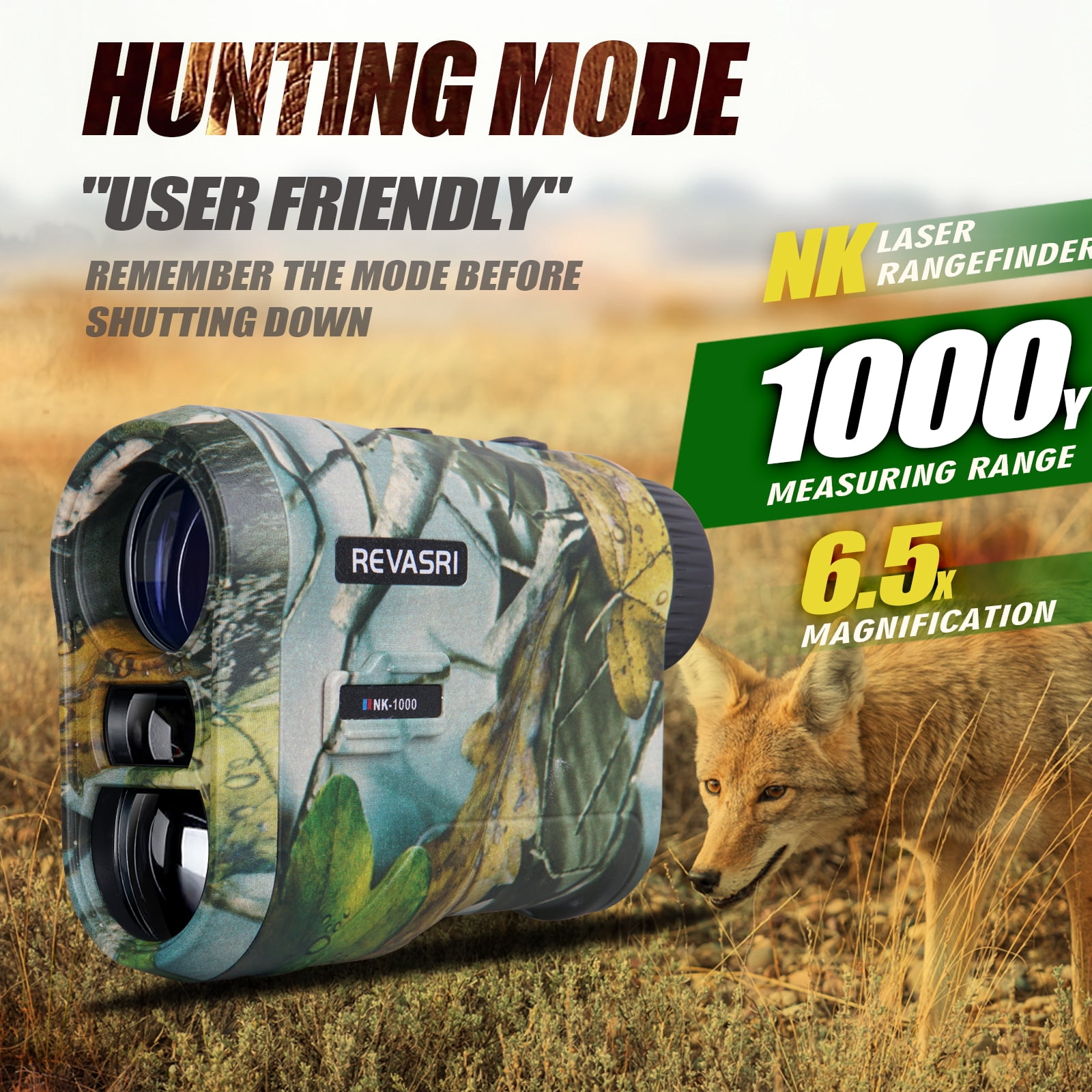 REVASRI Hunting Laser Rangefinder with Rechargeable Battery, Maximum Operating Range 1000 Yards