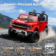 Conchico Licensed Ford F-150 24V 2 Seater Kids Powered Ride-On Cars with Remote & Durable Wheels, Red