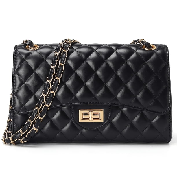 Bandolera DIUY de piel acolchada con bandolera para mujer, color negro