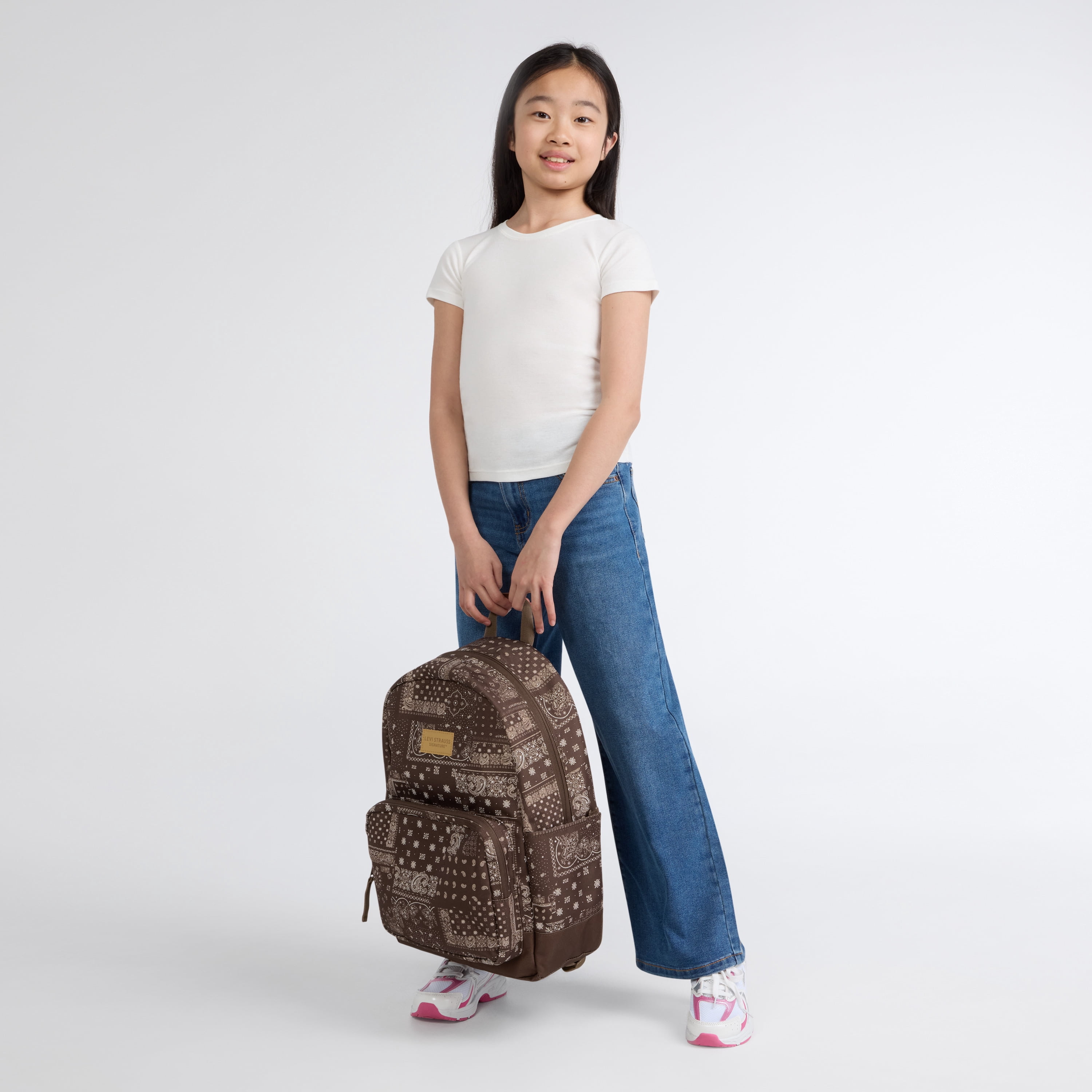 Levi Strauss Signature Unisex 17.5" Adult Single Pocket Backpack, Brown Bandana