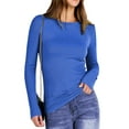 thumbnail image 4 of Fantaslook Fitted Long Sleeve Shirts for Women Stretch Casual Basic Tops Crewneck Ribbed Tees Shirts, 4 of 9