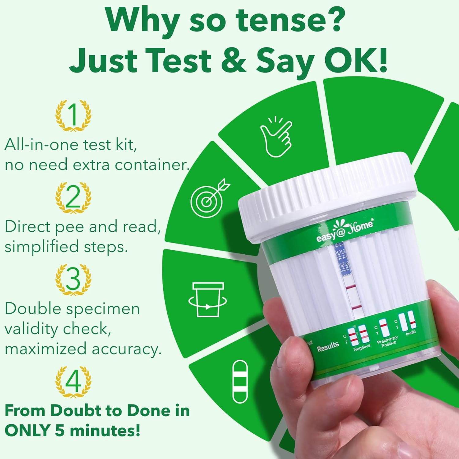 Easy@Home Marijuana (THC) Drug Test Cup– 1 Count | At-Home Urine Test Cup for THC Detection | Fast & Accurate Cannabis Screening | ECTH4-114A3