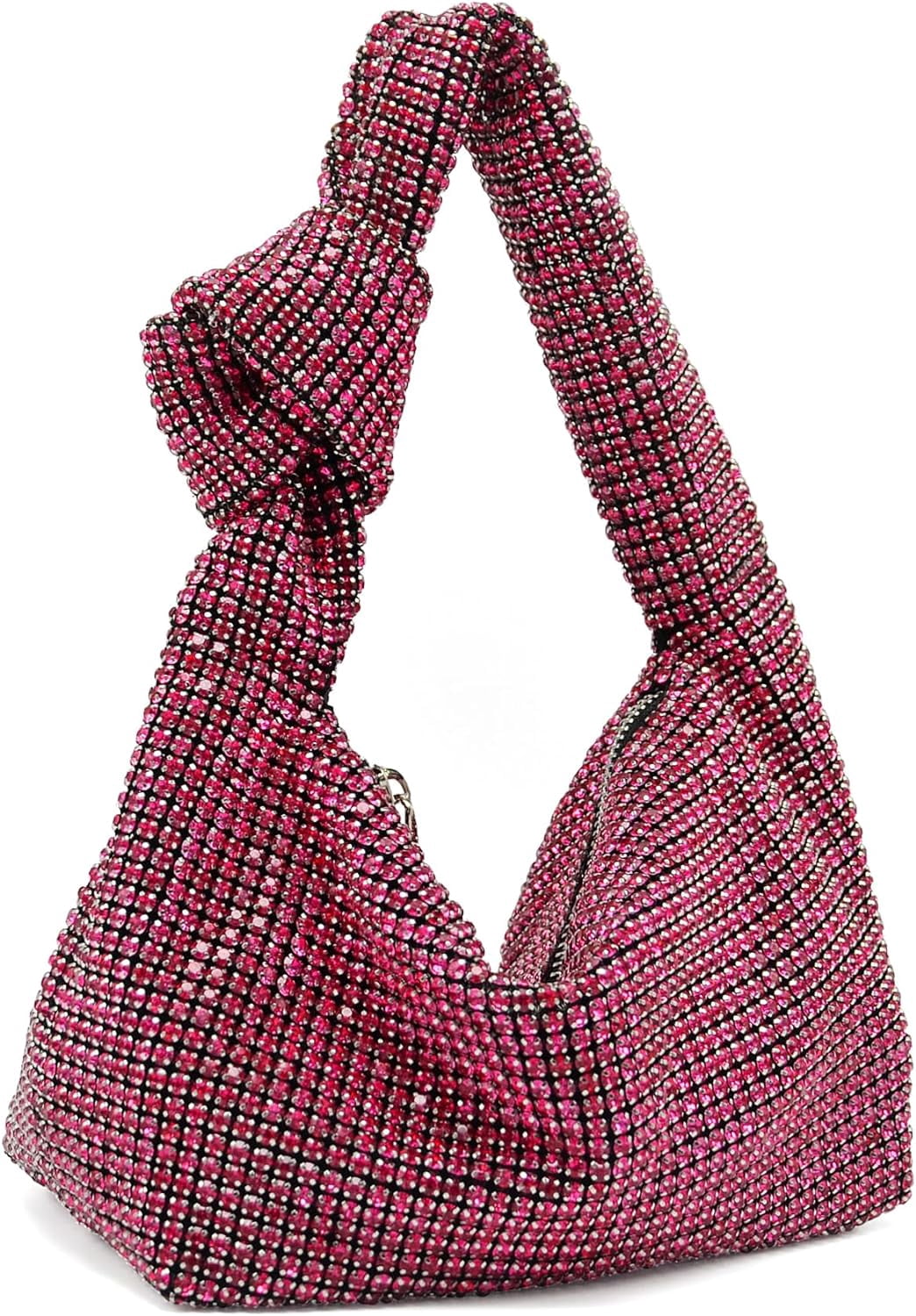 LinYooLi Women Knotted Handbag Sparkly Rhinestone Hobo Dumpling Bag Diamond Glitter Evening Clutch Purse