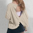 thumbnail image 5 of Ediodpoh Women's Fashion Hoodless Sweatshirt Long Sleeve Backless Loose Fit Casual Tops Athletic Comfortable Breathable Streetwear Womens Sweatshirts Beige XXL, 5 of 7