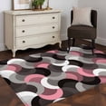 thumbnail image 3 of Pink Black Wavy Area Rugs 4x6 ft Medieval Abstract White Grey Pink Black Texture Washable Rug Non Slip Indoor Carpet Absorbent Floor Mat for Living Room Bedroom Dining Room, 3 of 9