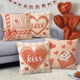 thumbnail image 6 of Valentines Day Hearts Decorative Throw Pillow Covers 20 x 20 Set of 4, Peach Pink Letter Bow Love Forever Porch Outdoor Pillowcase, Plaid Anniversary Wedding Cushion Case Home Decor, 6 of 6