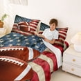 thumbnail image 3 of Erosebridal Football Print Queen Sheet Sets 4 Pieces For Teens,US Flag Sport Theme Bed Set For Boys, 3 of 5