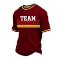 thumbnail image 3 of Soccer Cup 2026 Jersey for Men, Crew Neck Short Sleeve Team Deutschland Tee with Flag Trim & Stripes - Lightweight Breathable Mesh Fan Top for Match Day Wine XL, 3 of 5