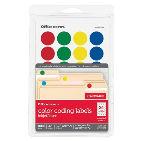 UPC: 0735854987855 | Office Depot Removable Round Color-Coding Labels  3/4in. Diameter  Assorted Colors  Pack Of 1 008  OD98785