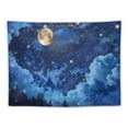 thumbnail image 5 of JRXY Moon Tapestry Blue Sky Night Cloud Crescent Tapestry Moonlight Wall Hanging Aesthetic for Room Bedroom College Dorm 40x30inch, 5 of 6
