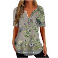 thumbnail image 2 of Qiopertar Blouse d'Été Décontractée à Col en V pour Femmes, Manches Courtes, Boutons, en Solde à Moins de 5$, 2 of 5