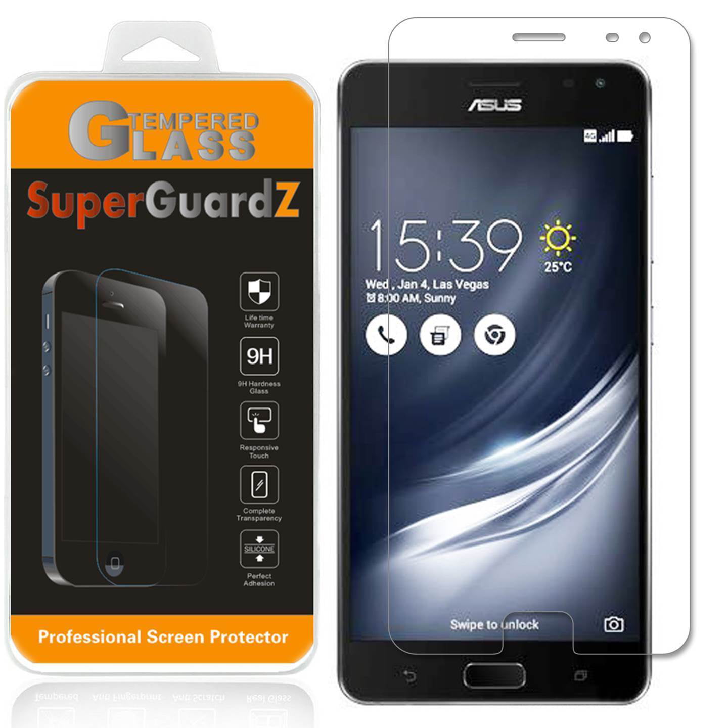 [2-Pack] For ASUS Zenfone AR - SuperGuardZ Tempered Glass Screen Protector [Anti-Scratch, Anti-Bubble] + 4-in-1 LED Stylus Pen