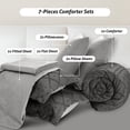 thumbnail image 2 of JUSTLET Comforter Set 7 Pieces Bed in a Bag, Grey Reversible Tufted Bedding Set with Comforter, Fitted Sheet, Flat Sheet, Pillow Shams, Pillowcases, Queen, 2 of 10