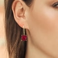 thumbnail image 3 of Gem Stone King 11.50 Ct Red Created Ruby White Diamond 18K Yellow Gold Plated Silver Earrings, 3 of 3
