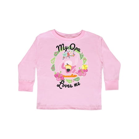 

Inktastic Baby Flamingo My Opa Loves Me with Flower Wreath Gift Toddler Boy or Toddler Girl Long Sleeve T-Shirt