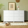 VEIKOUS 6 Drawer Dresser with Metal Knob, Chest of Drawers for Bedroom Storage, White