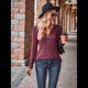 thumbnail image 5 of Suéter Holgado de Punto Acanalado con Cuello de Media Cremallera para Mujer, Blusas Casuales de Larga de Color Liso, Blusas Cómodas y Cálidas Vino Tinto M, 5 of 10