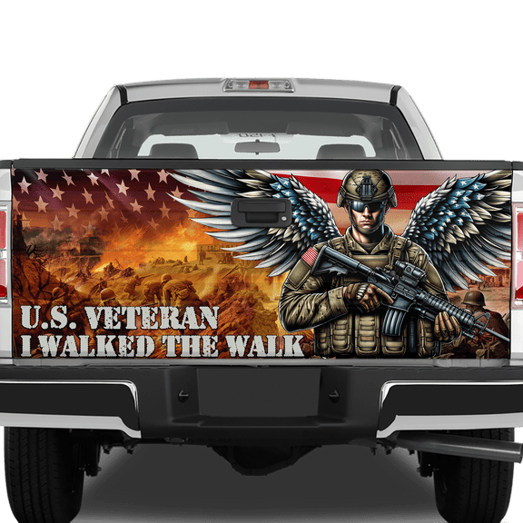 Lotusprinthandmade US Flag Veteran Tailgate Wrap 2 Sizes 24"x58"