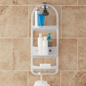 Mainstays Large Over-the-Shower Caddy with 2 Shelves, White