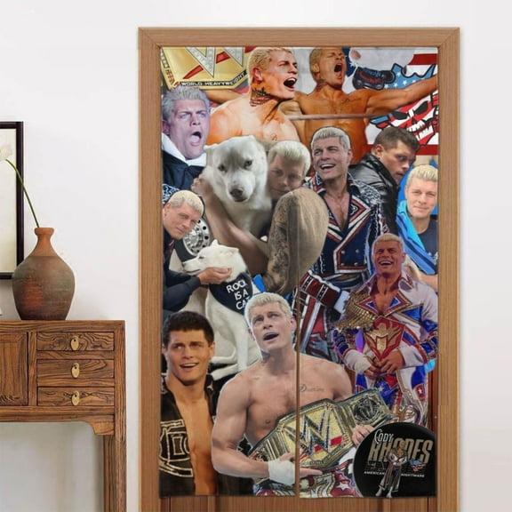 Cody Rhodes Doorway Curtain Cute Blackout Windproof Window Door Curtain Tapestry Colorful Room Privacy Divider Curtains Home Decoration 2 Panels 34"x56"