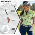 thumbnail image 5 of COEQINE Women V Neck Golf Shirts 1/4 Zip Moisture Wicking Golf Tops Corgi Hat Shamrock and Gold Coin Print Short Sleeve Polo Shirts Workout Tennis Activewear for St. Patrick's Day, 2XL, 5 of 7