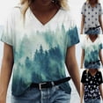 thumbnail image 1 of Blouse T-Shirt à Col en V Imprimée à Manches Courtes pour Femme, Hauts d'Été, Hauts d'Été Grande Taille Coupe Ample pour Femmes en Solde, 1 of 5