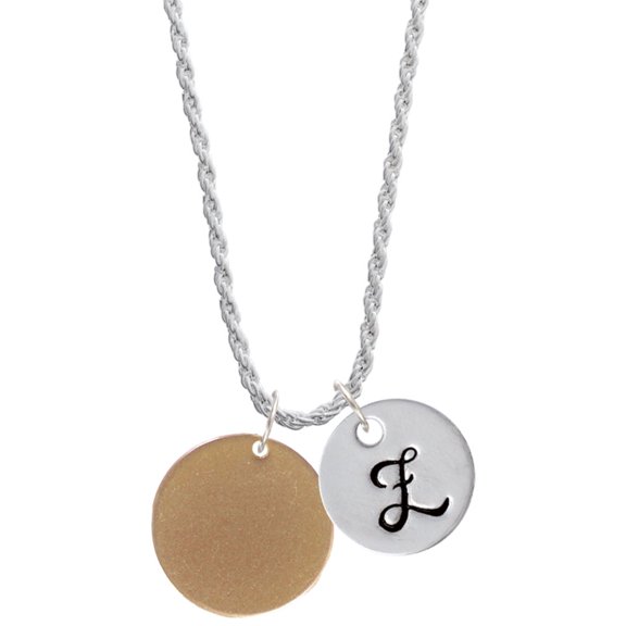 Delight Jewelry Acrylic 7/8" Disc Goldtone Silvertone Script Initial Disc - Z - Charm Necklace, 20"+3"