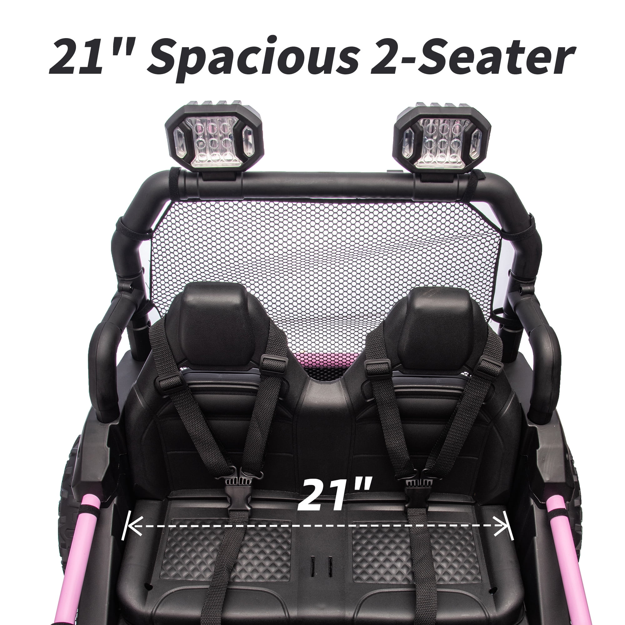 Hikiddo 24V 10Ah Ride on Toy, 4WD 2-Seater Electric Ride on Car UTV for Big Kids with Remote, 4*200W Motors - Pink