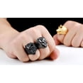 thumbnail image 5 of PAMTIER Men's Stainless Steel Domineering Gothic Tribe Roaring Wolf Head Amulet Knight Ring Personality Wolf Totem Vintage Punk Band Black Size 10, 5 of 6
