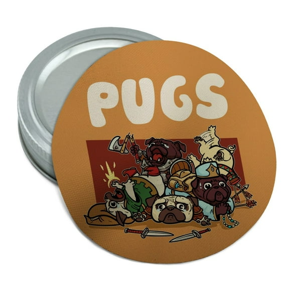 PUGS Games RPG Pickup Groups LFG Rogue Wizard Warrior Ranger 2 Round Rubber Non-Slip Jar Gripper Lid Opener