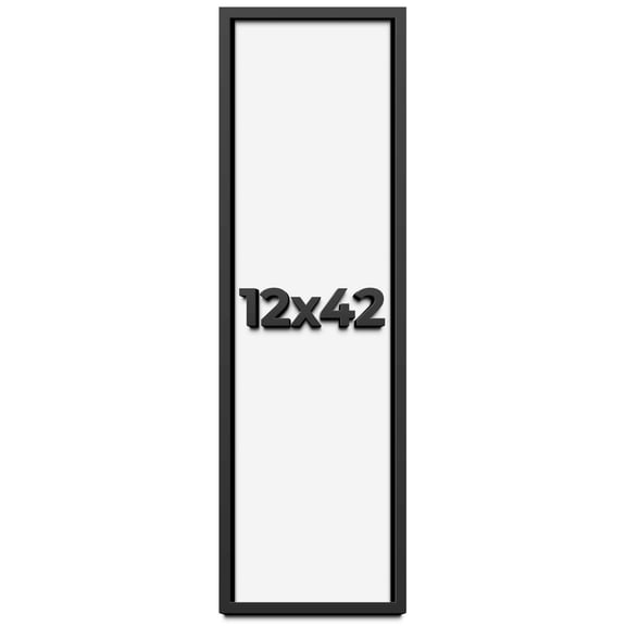 12x42 Shadow Box Frame Black | 1 inches Deep Real Wood Contemporary Shadowbox Display Frame | UV