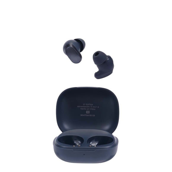 Audífonos Inalámbricos TWS STF Cherry Bluetooth 5.4 con ENC, 36h de Batería, Micrófono Dual, IPX4 Resistente al Sudor, Estuche de Carga USB-C, color azul marino