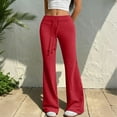 thumbnail image 5 of Flare Sweatpants Women Low Rise Cotton Flared Yoga Pants Drawstring Elastic Waist Stretchy Atheltic Lounge Pants Red M, 5 of 7
