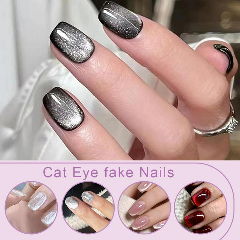Cat Eye Fake Nails - Elegant & Stylish Manicure, Easy DIY Application, 24PCS for You